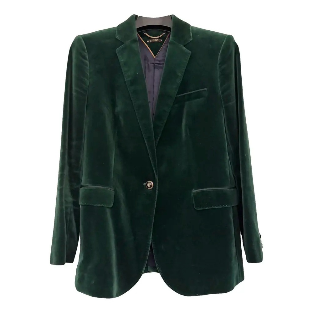 Massimo Dutti Green Velvet Single Button Blazer Jacket / New without tags / 2